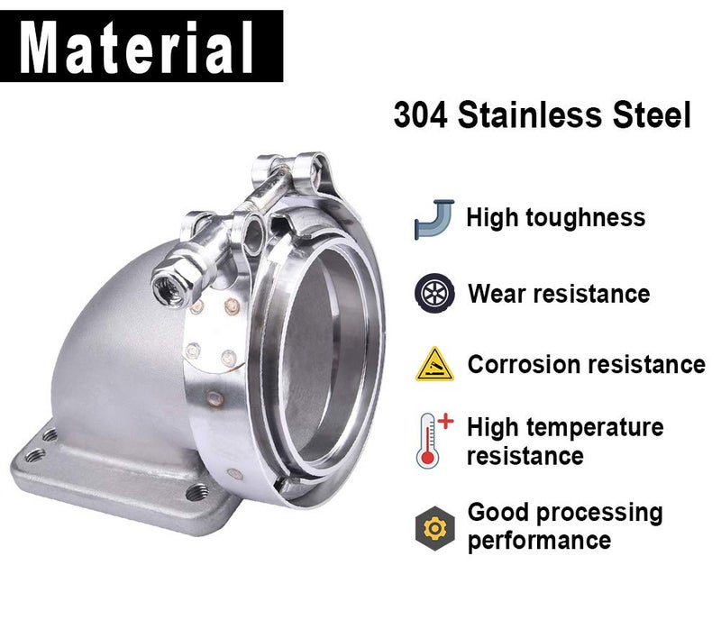 SPELAB 3.0" V-Band Cast Turbo Elbow Downpipe Adapter 304 Stainless Steel for T3 T4 Flange Turbocharge (1) - Image 2